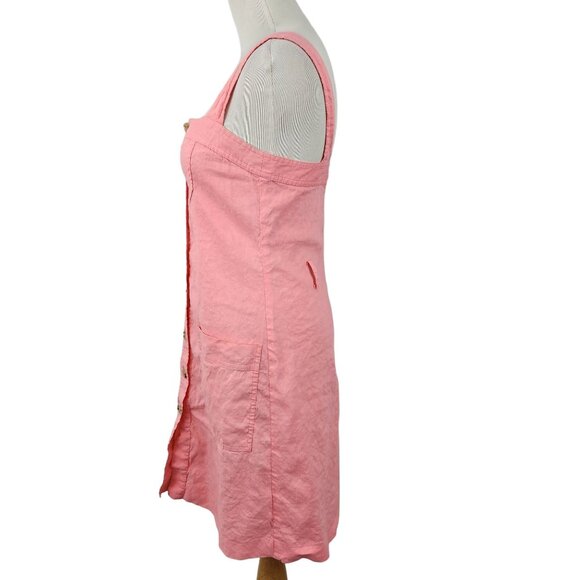 Theory Dress Button Down Pockets Linen Blend Summer Tank Dress Salmon Women's 0 - Picture 5 of 11